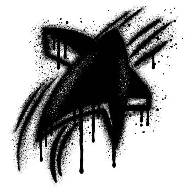 Sprey boyalı Graffiti yıldızı simgesi. Beyaz arkaplan ile izole edilmiş..