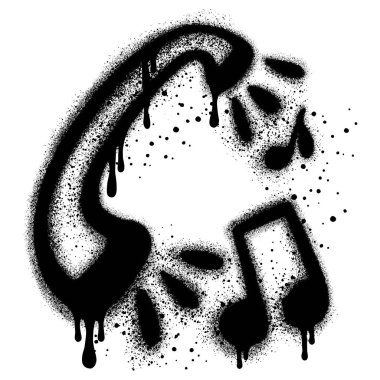 Grafiti tarzında siyah sprey boyalı bir telefon simgesi