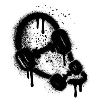 Beyaz arka planda izole edilmiş sprey boyayla boyanmış kaykay grafitileri. EPS 10.