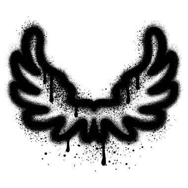 Sprey boyalı Duvar Yazısı Kanadı Beyaz arka planda izole edilmiş.