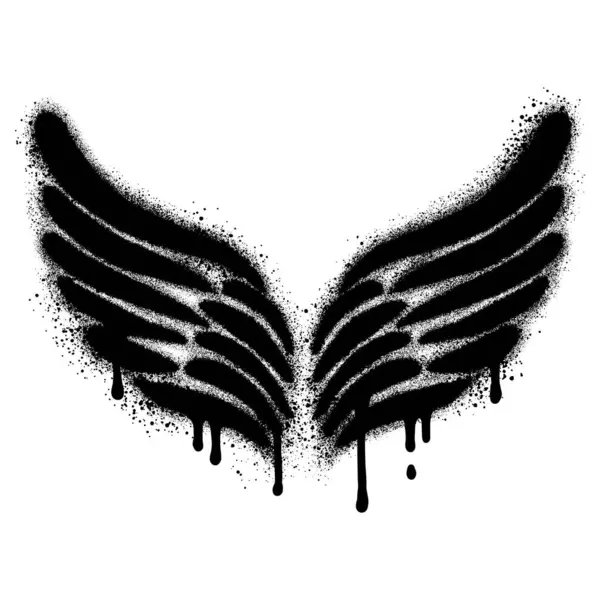 Sprey boyalı Duvar Yazısı Kanadı Beyaz arka planda izole edilmiş.