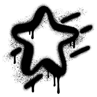 Sprey boyalı Graffiti yıldızı simgesi beyaz arkaplanda izole edildi. Vektör çizimi. 10 saniye..