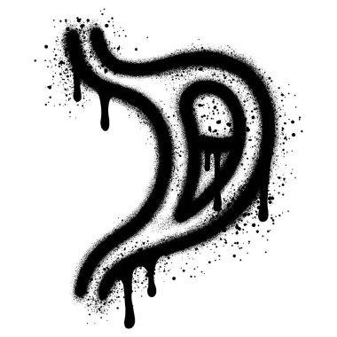 Sprey boyalı Grafiti Mide Spreyi beyaz bir arka planla izole edilmiş. Vektör illüstrasyonu.