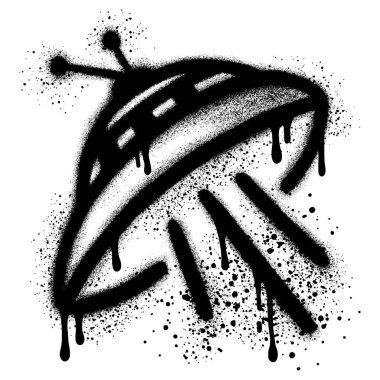 Sprey boyalı Grafiti UFO simgesi beyaz bir arkaplan ile izole edildi. Vector tasarımı sokak sanatı. EPS 10.