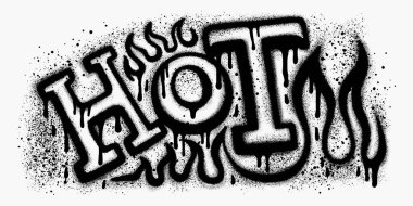 Grafiti tarzında sıcak ateş işareti, yangın afişi, fiyat etiketi ve sıcak satış.