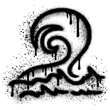 Şehir grafiti tarzında, siyah sprey boyalı deniz dalgası. vektör illüstrasyonu.