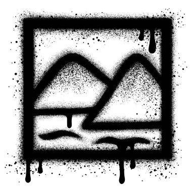 Siyah sprey boyalı fotoğraf ikonu grafitisi. vektör illüstrasyonu.