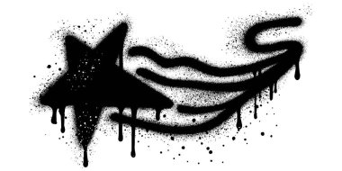 Siyah sprey boyalı yıldız grafitisi..