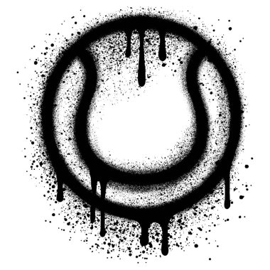 Grafiti tenis topu simgesi beyazın üzerine siyah sıkılmış..