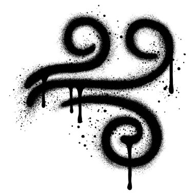 Kavram tasarımı için siyah sprey boyalı rüzgar grafitisi.