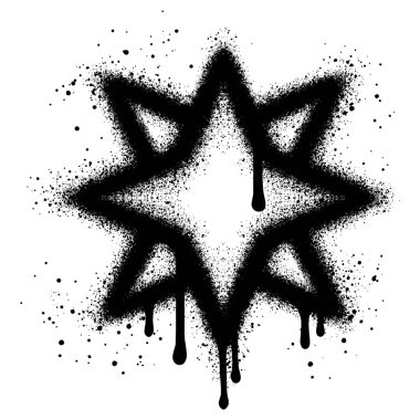 Siyah sprey boyalı yıldız grafitisi..
