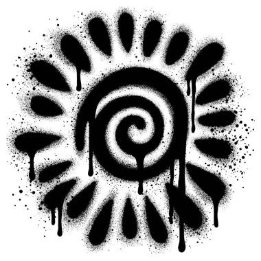 Güneş boyası vektörü. Graffiti, grunge, beyaz arka planda güneş ışığı grafiti spreyi.