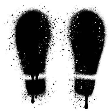 Grafiti tarzında siyah sprey boyalı ayak izi ikonu. kavram tasarımı için.