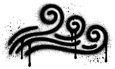 Kavram tasarımı için siyah sprey boyalı rüzgar grafitisi.