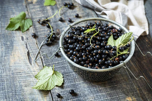 Raw Organic Berries Concept Vitamin Food Fresh Black Currants Wooden — Stock Photo, Image