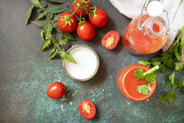 Otoño Vitamina Bebida Jugo Tomate Jugo Tomate Vaso Los Tomates —  Fotos de Stock