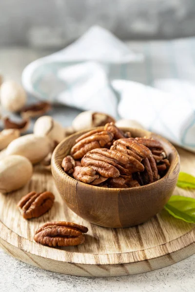 Nuts Seeds Healthy Fats Various Trace Elements Vitamins Bowl Pecan — Stock Photo, Image