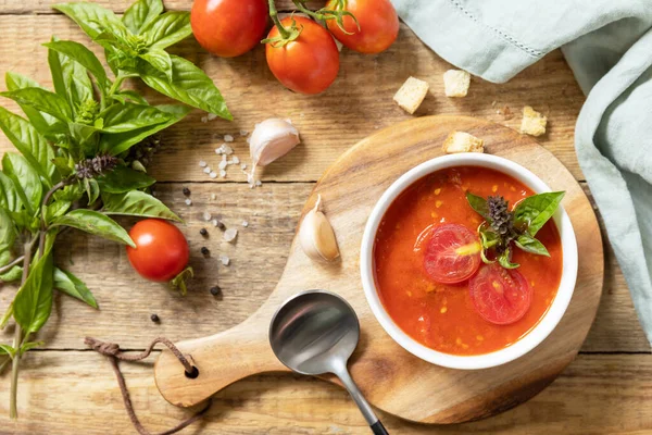 Vegan Soup Puree Tomatoes Healthy Diet Low Carb Bowl Tomato — Stock Photo, Image