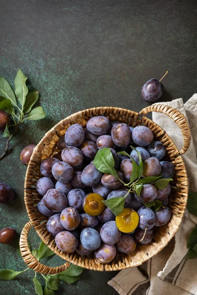 Fruit Background Organic Fruits Still Life Food Basket Fresh Blue — Stock Photo, Image