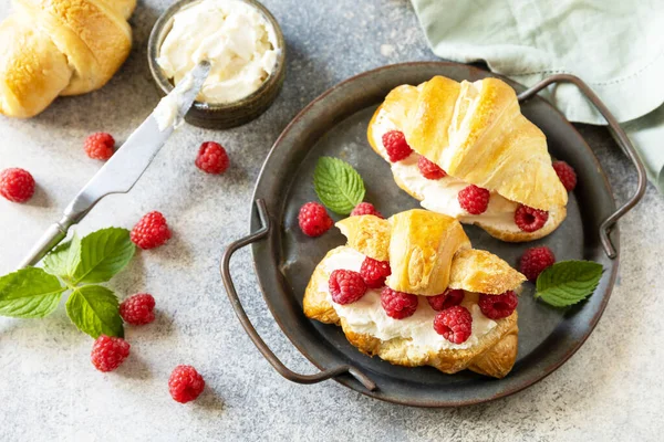 Healthy Food Dessert Concept French Pastry Tasty Freshly Baked Croissants — Stock Photo, Image