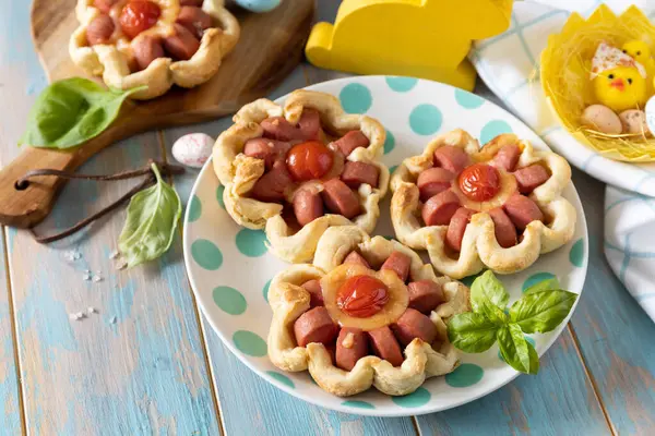 Pizza Puff Pastry Cheese Tomatoes Idea Easter Breakfast Lunch Mini Stock Picture