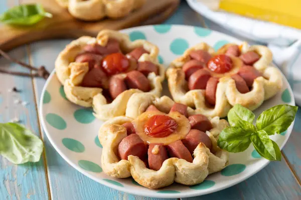 Pizza Puff Pastry Cheese Tomatoes Idea Easter Breakfast Lunch Mini Stock Image