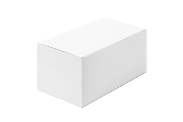 白の背景にクリッピングパスで隔離された製品設計のための空白のパッケージホワイト段ボール箱 — ストック写真