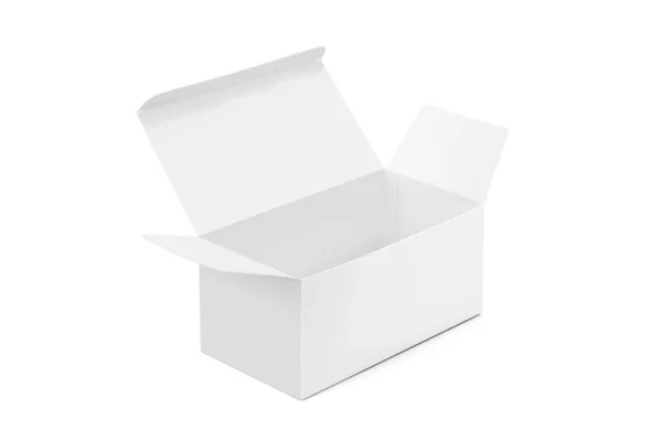 Prázdný Obal Bílá Kartonová Krabička Pro Design Výrobku Maketa Otevřené — Stock fotografie