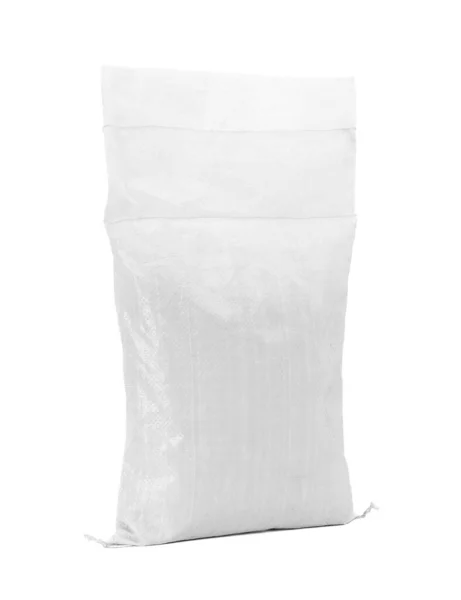 Zandzak Witte Plastic Doek Zak Voor Rijst Landbouw Product Geïsoleerd — Stockfoto