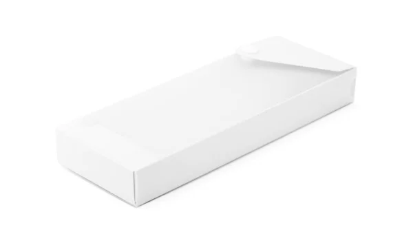 Caixa Plástico Branco Para Caneta Acessórios Papelaria Isolados Fundo Branco — Fotografia de Stock