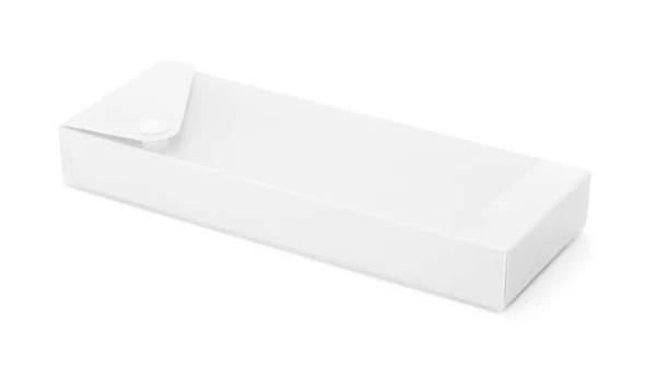 Caixa Plástico Branco Para Caneta Acessórios Papelaria Isolados Fundo Branco — Fotografia de Stock
