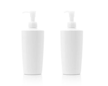 Boş ambalaj beyaz pompalama klozet ürün tasarımı için plastik şişe kırpma yolu ile beyaz arka plan izole izole