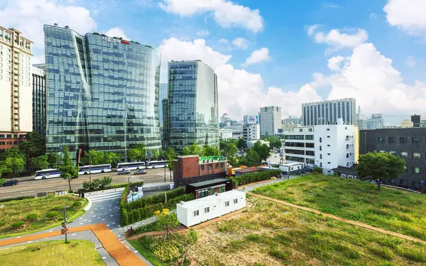 Сеул Южная Корея Июля 2023 Года Башни Близнецы Недалеко Дворца Стоковая Картинка