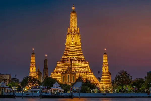 Wat Arun Stupa Czyli Świątynia Świtu Znaczący Punkt Orientacyjny Bangkoku Zdjęcie Stockowe
