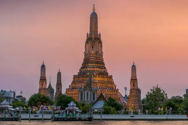 Wat Arun Stupa Czyli Świątynia Świtu Znaczący Punkt Orientacyjny Bangkoku Obrazy Stockowe bez tantiem