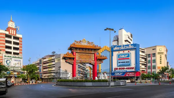 Chinatown Bangkok Április 2024 Odean Circle Sunrise Elején Található Yaowarat Jogdíjmentes Stock Képek