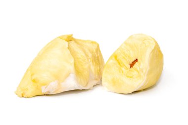 Mon thong durian posası beyaz arka planda izole edilmiş özel kokusu ve kremalı tatlı tadı ile bilinen Tayland meyvesi.