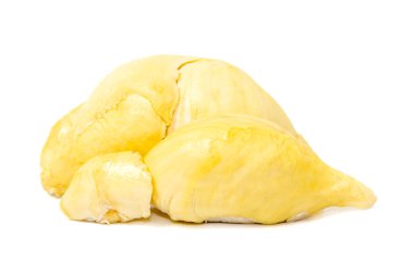 Mon thong durian posası beyaz arka planda izole edilmiş özel kokusu ve kremalı tatlı tadı ile bilinen Tayland meyvesi.