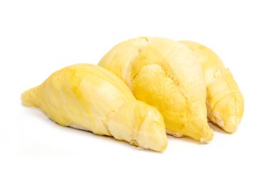 Mon thong durian posası beyaz arka planda izole edilmiş özel kokusu ve kremalı tatlı tadı ile bilinen Tayland meyvesi.