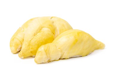 Mon thong durian posası beyaz arka planda izole edilmiş özel kokusu ve kremalı tatlı tadı ile bilinen Tayland meyvesi.