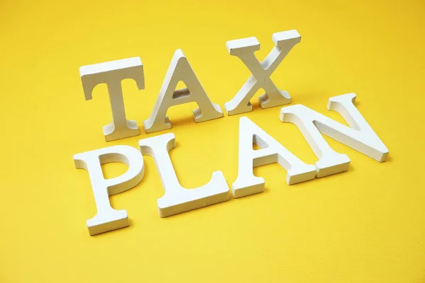 Abecední Písmena Daňového Plánu Žlutém Pozadí — Stock fotografie