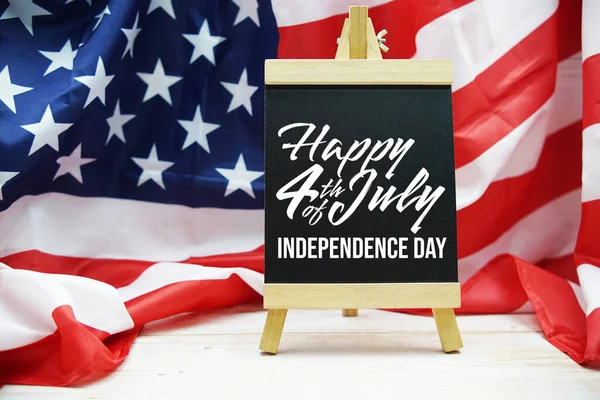 Happy Forth July Independence Day Text Messege Usa Flag Wooden — Fotografia de Stock