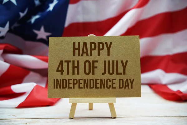 Happy Forth July Independence Day Text Messege Usa Flag Wooden — Fotografia de Stock