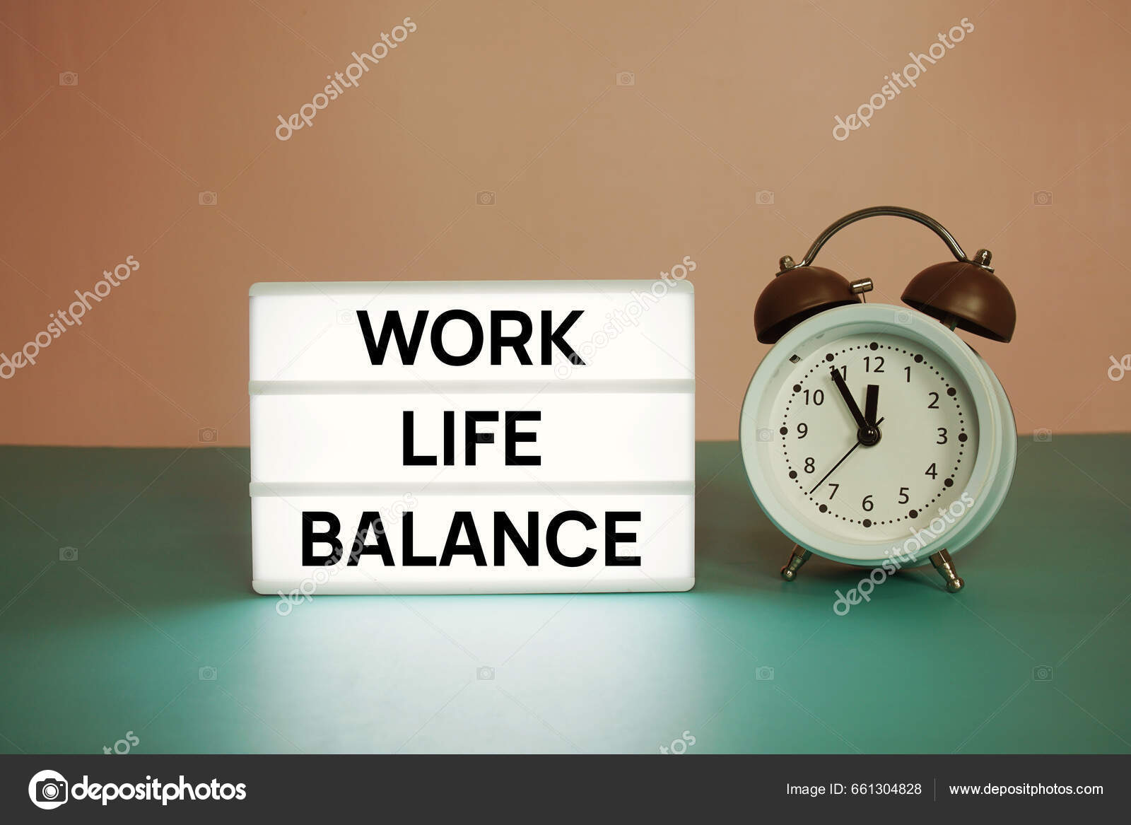 Work Life Balance Text Message Paper Card Wooden Easel Alarm — Stock ...