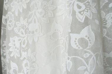 Doku çuval bezi ve beyaz dantel arka plan çuval bezi