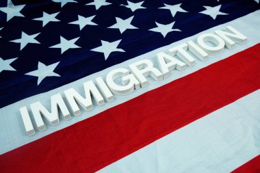 ABD bayraklı Göçmen alfabesi harfleri