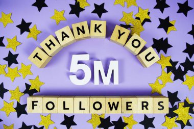 Thank You 5000000, 5M Followers congratulation and celebration social media subscribers and followers clipart