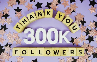 Thank You 300000, 300K Followers congratulation and celebration social media subscribers and followers clipart