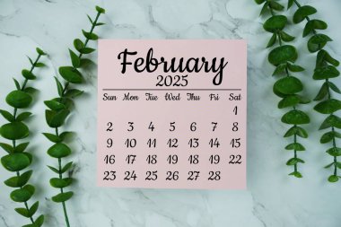 Planlama ve yönetim için yıllık yıllık Şubat 2025 masa takvimi