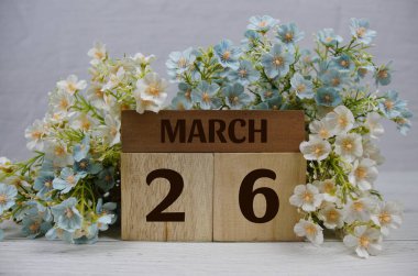 Tahta Takvim 26 Mart 'ı gösteriyor. 26 Mart ayı.